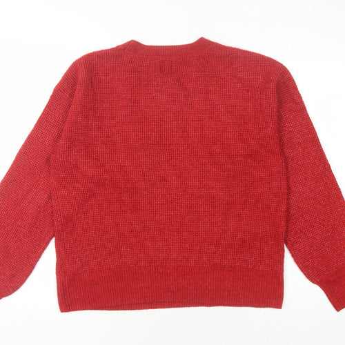 GAP Women's Red Chunky-Knit Pullover Jumper M