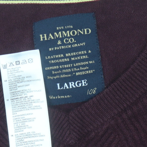 Hammond & Co. Men's Red V-Neck Pullover Jumper L