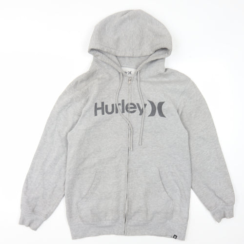 Hurley Men's Grey Full Zip Hoodie, Logo, Size Regular