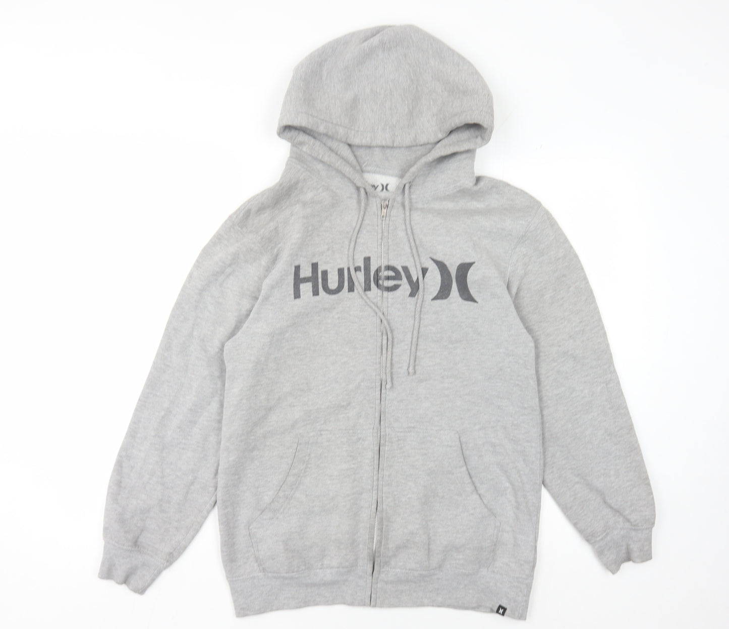 Hurley Men's Grey Full Zip Hoodie, Logo, Size Regular