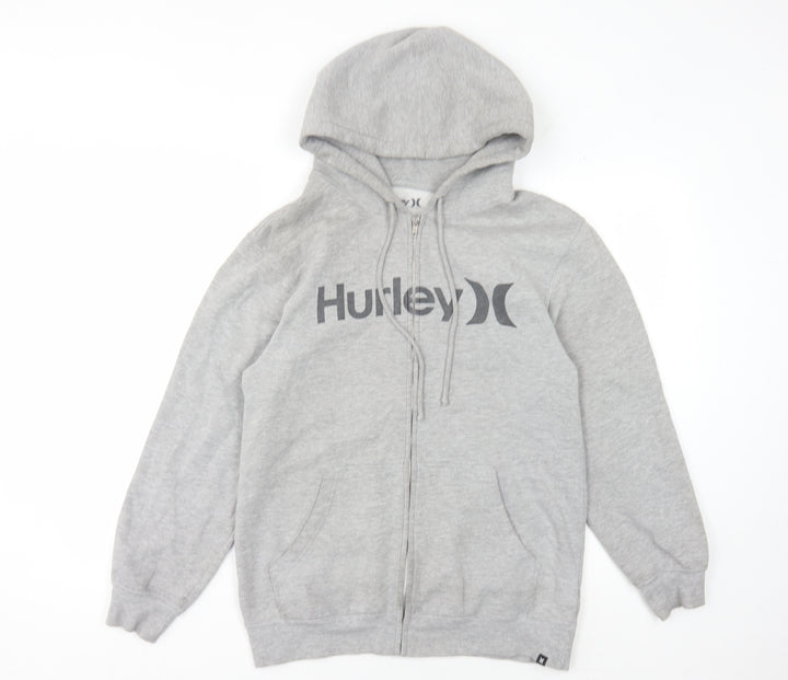 Hurley Men's Grey Full Zip Hoodie, Logo, Size Regular