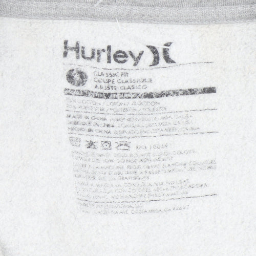 Hurley Men's Grey Full Zip Hoodie, Logo, Size Regular