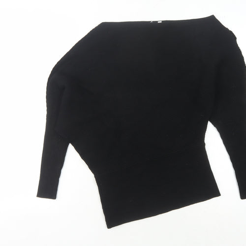 Reiss Women's Black Boat Neck Slim Jumper XS