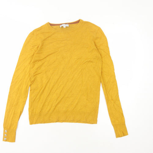 Warehouse Women's Yellow Knit Jumper, Size 6, Round Neck