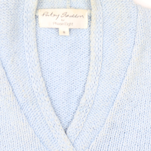 Phase Eight Women's Blue V-Neck Cotton Pullover Jumper