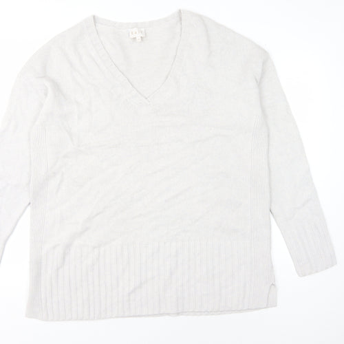 EAST Women's Ivory V-Neck Pullover Jumper L