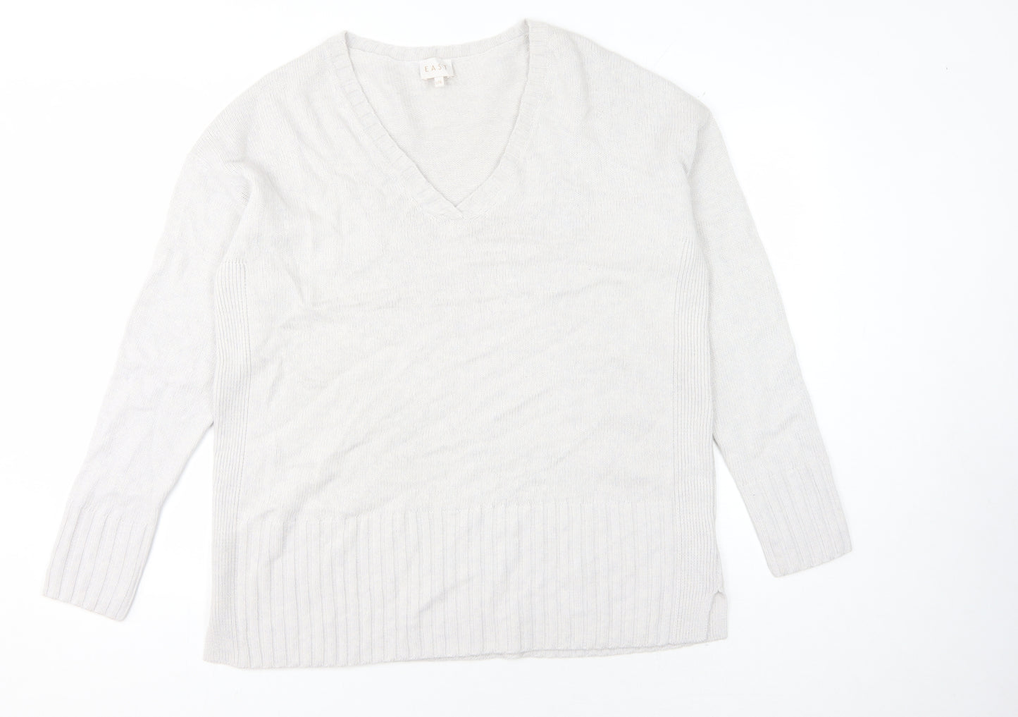EAST Women's Ivory V-Neck Pullover Jumper L