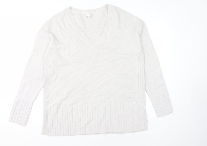 EAST Women's Ivory V-Neck Pullover Jumper L