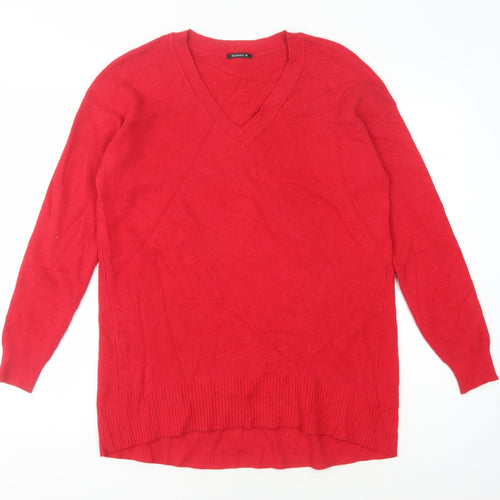 Roman Women's Red V-Neck Pullover Jumper Size 16