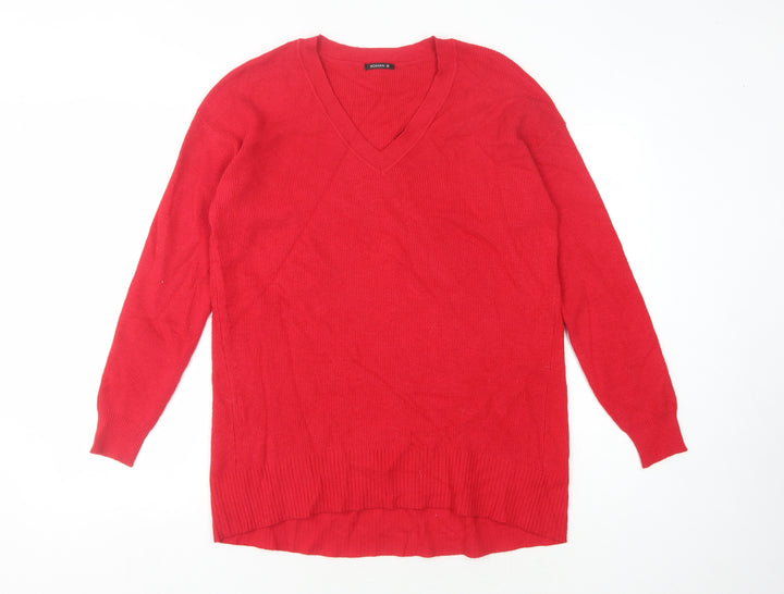 Roman Women's Red V-Neck Pullover Jumper Size 16