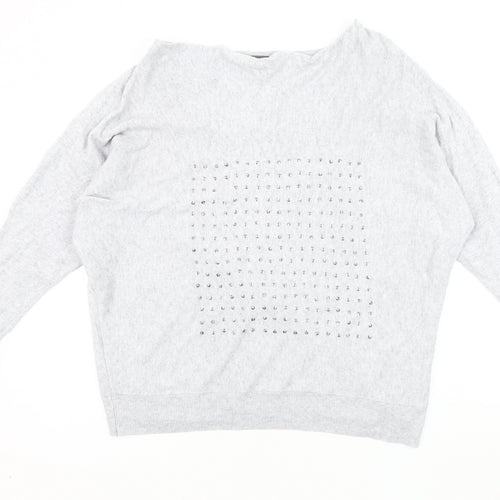 Mint Velvet Women's Grey Dolman Sleeve Pullover Jumper L