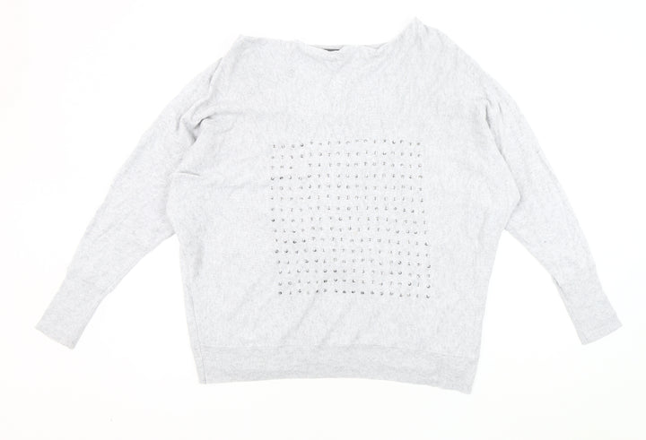 Mint Velvet Women's Grey Dolman Sleeve Pullover Jumper L
