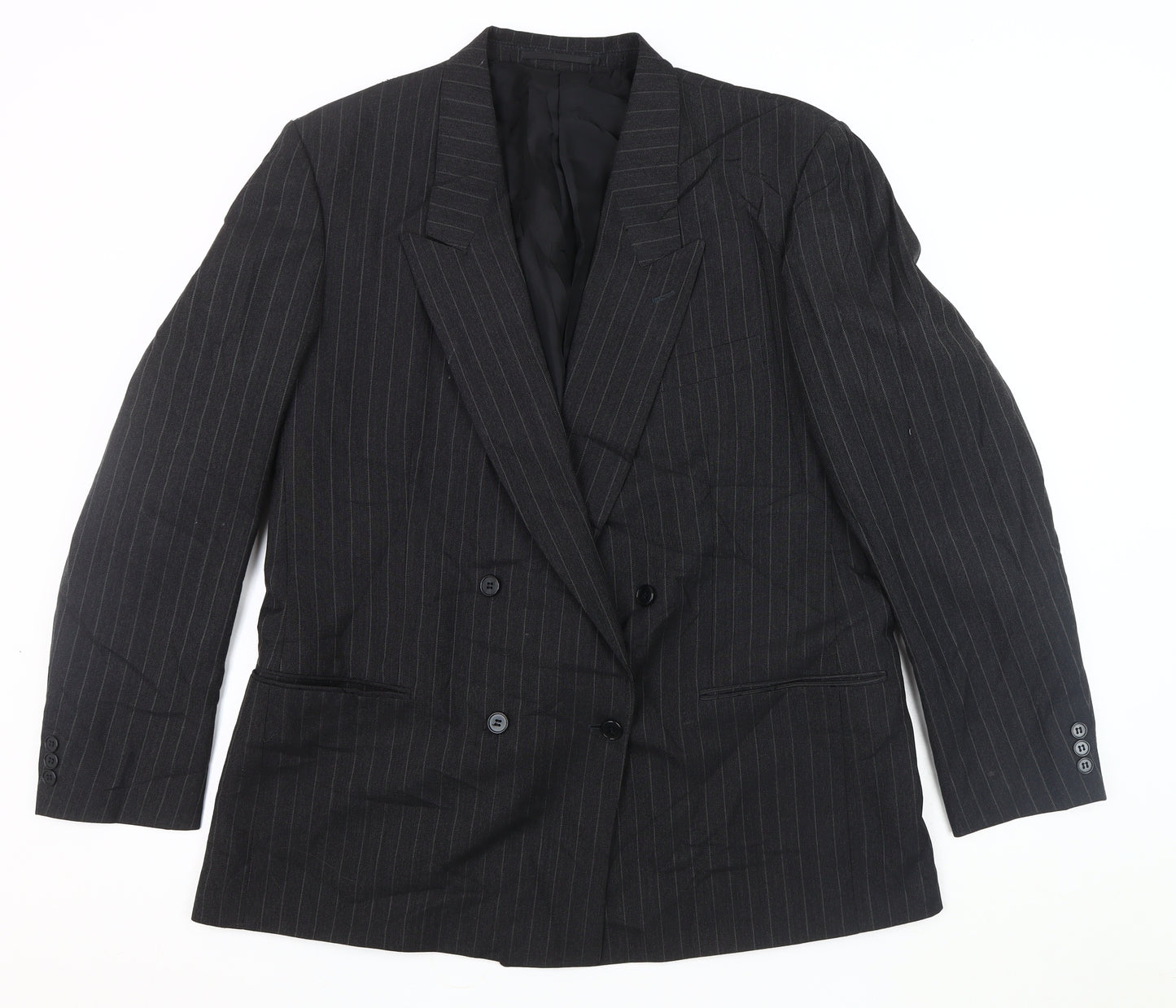 Canda Black Men's Striped Blazer 44 Mid-Length