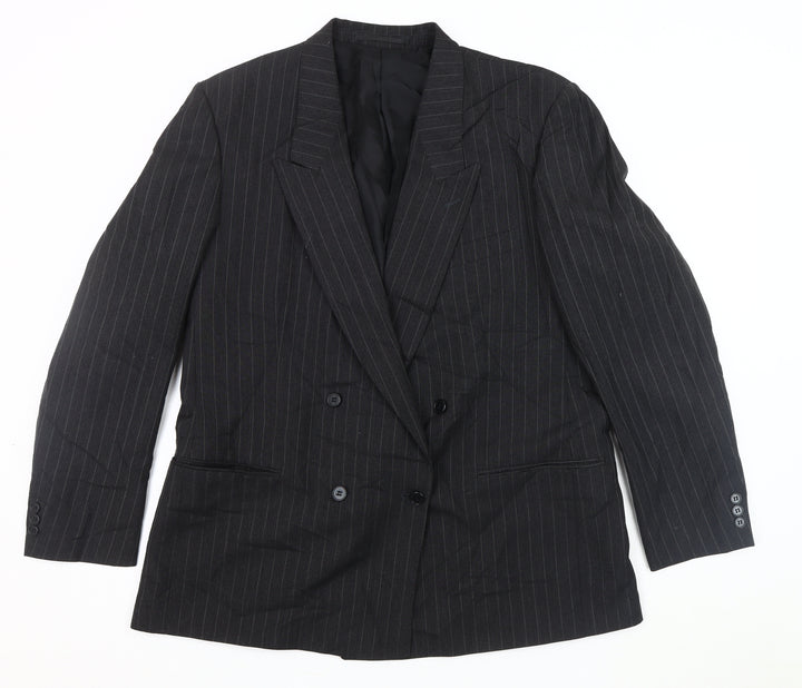 Canda Black Men's Striped Blazer 44 Mid-Length