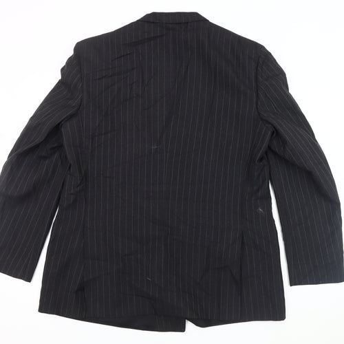 Canda Black Men's Striped Blazer 44 Mid-Length
