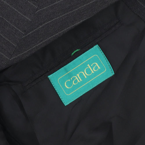 Canda Black Men's Striped Blazer 44 Mid-Length