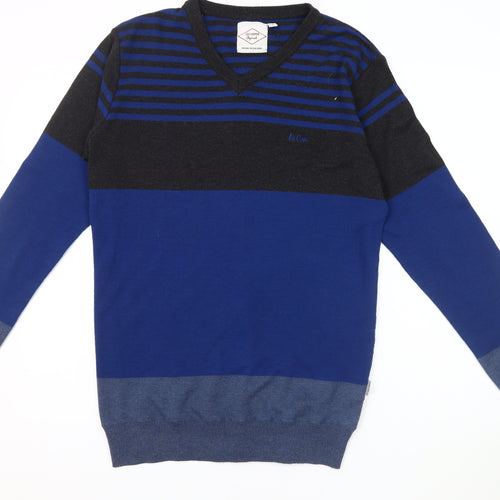 Lee Cooper Mens Blue Striped Pullover Jumper L