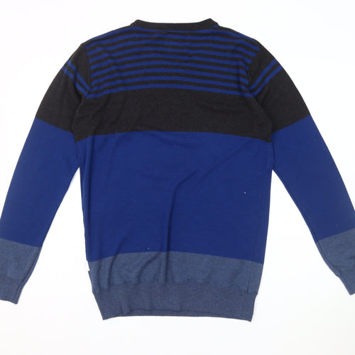 Lee Cooper Mens Blue Striped Pullover Jumper L