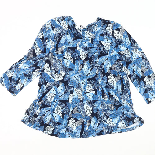 Dash Women's Blue Floral Tunic Blouse Size 14