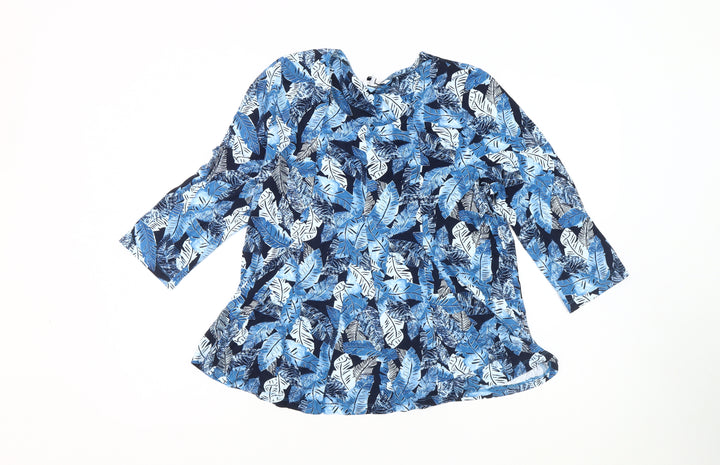 Dash Women's Blue Floral Tunic Blouse Size 14