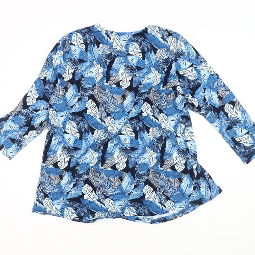Dash Women's Blue Floral Tunic Blouse Size 14