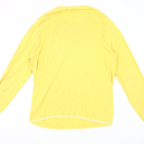 Massimo Dutti Women's Yellow Cotton Pullover Jumper L