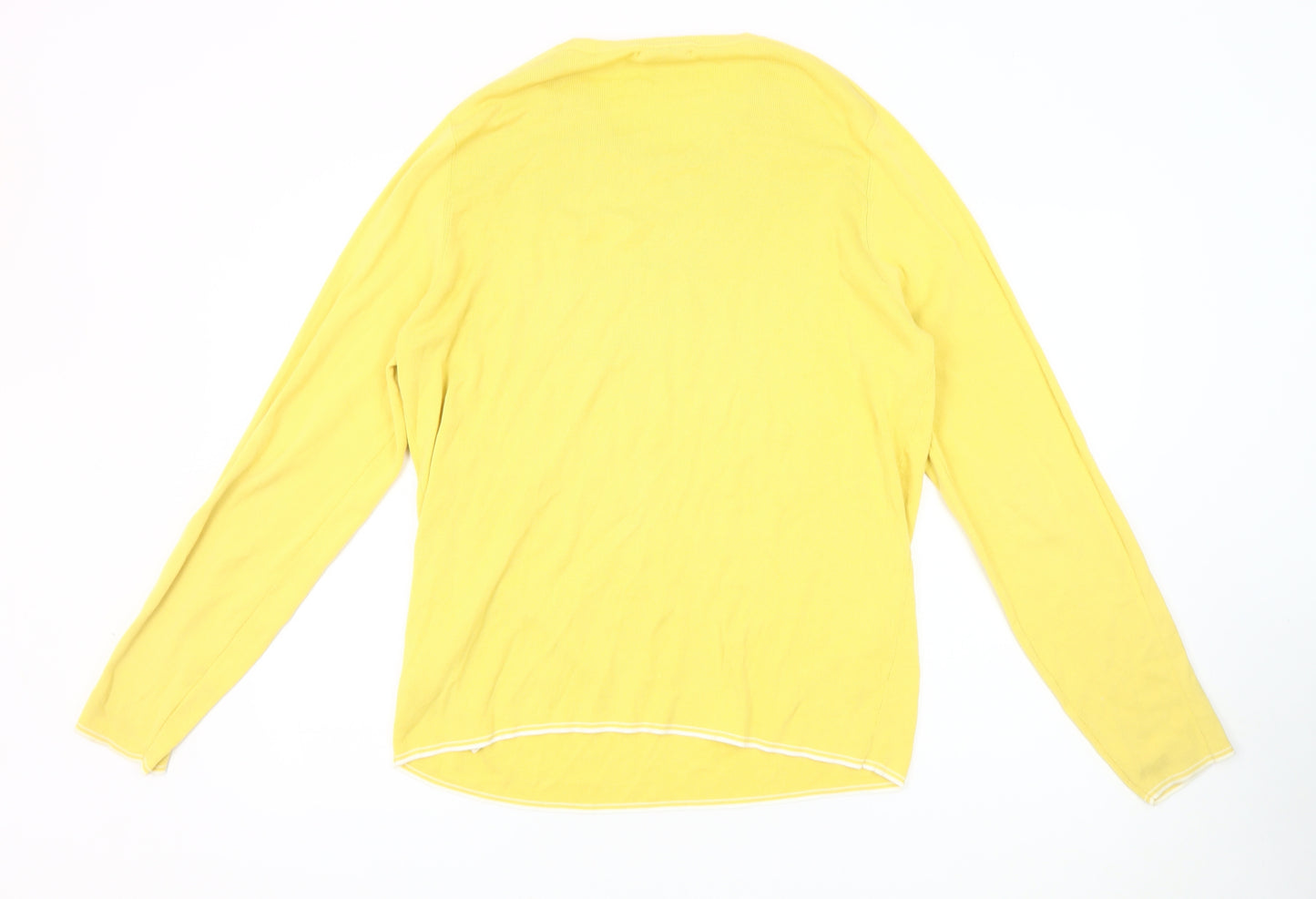 Massimo Dutti Women's Yellow Cotton Pullover Jumper L