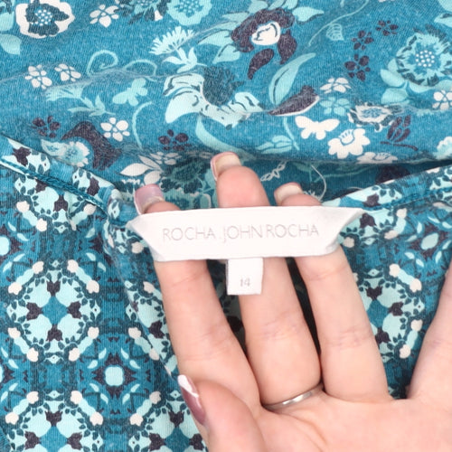 Rocha John Rocha Blue Floral Blouse Women Size 14