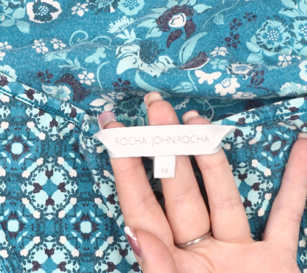Rocha John Rocha Blue Floral Blouse Women Size 14