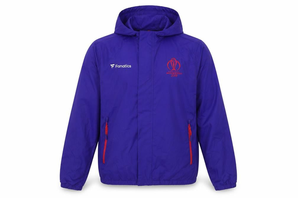 Front view of Men's Fanatics Blue Hooded Windbreaker M