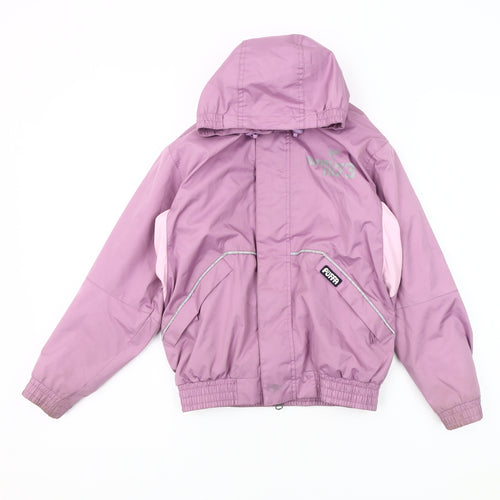 PUFFA Girls Purple Puffer Jacket Age 6-7 Hooded Zip Casual