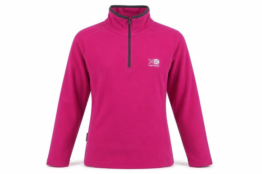 Front view of Karrimor girls’ pink fleece pullover sweatshirt 11-12 years