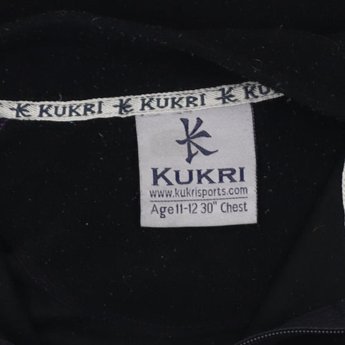 Kukri Boys Black Fleece 1/4 Zip Hoodie Age 11-12 Years