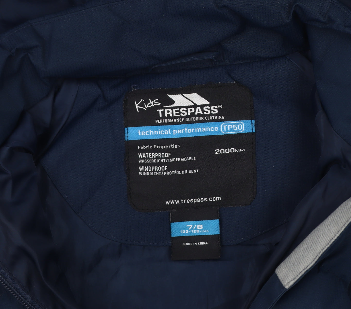 Trespass Boys Blue Puffer Jacket 7-8 Years Waterproof