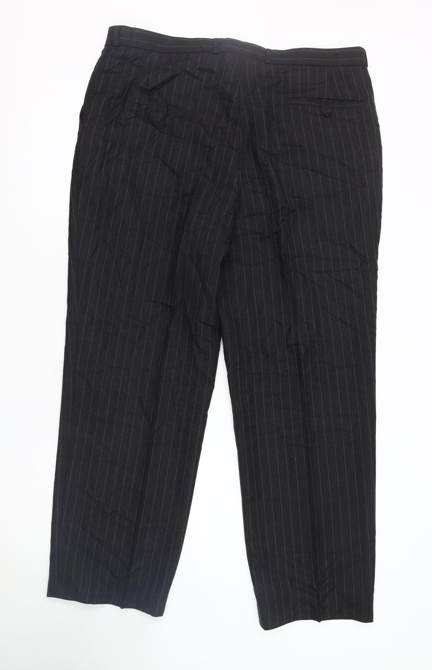 Canda Men's Black Striped Dress Pants, Medium