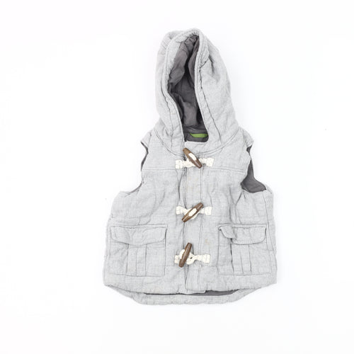 Baby Gap Grey Duffle Coat Unisex 12-18 Months with Hood