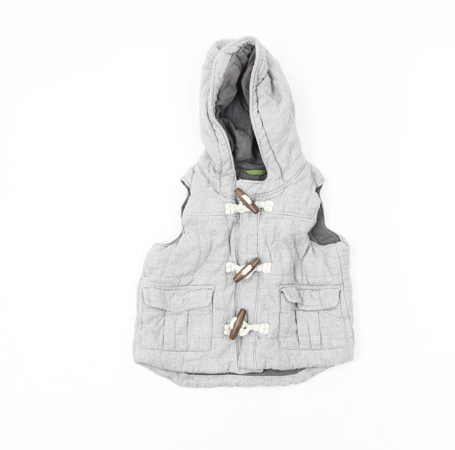 Baby Gap Grey Duffle Coat Unisex 12-18 Months with Hood