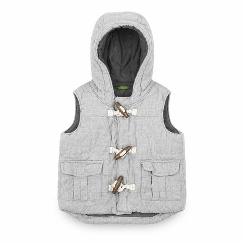 Baby Gap Grey Duffle Coat Unisex 12-18 Months with Hood