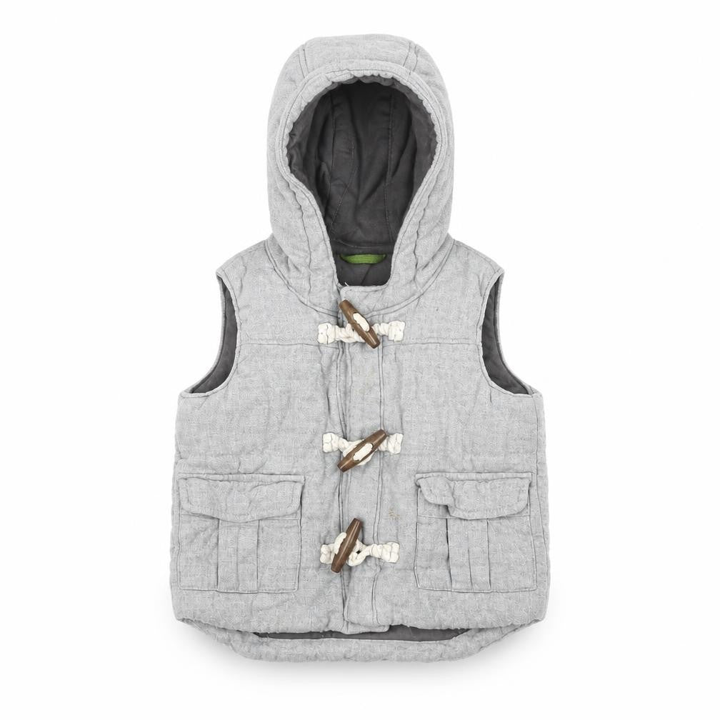 Baby Gap Grey Duffle Coat Unisex 12-18 Months with Hood