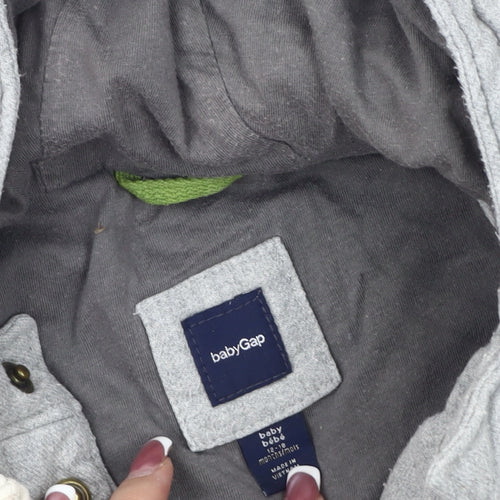 Baby Gap Grey Duffle Coat Unisex 12-18 Months with Hood