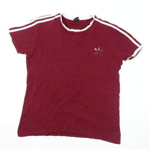 adidas Men's Red Crew Neck Logo T-Shirt Size M