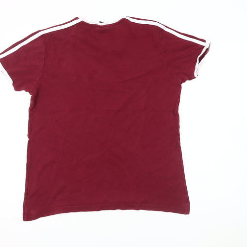 adidas Men's Red Crew Neck Logo T-Shirt Size M