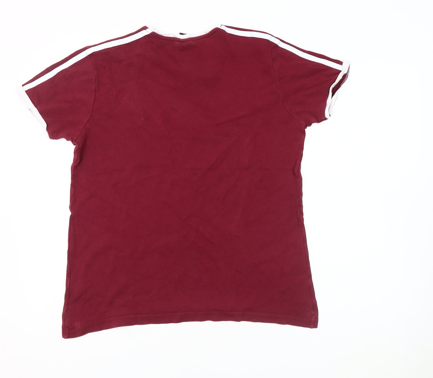 adidas Men's Red Crew Neck Logo T-Shirt Size M