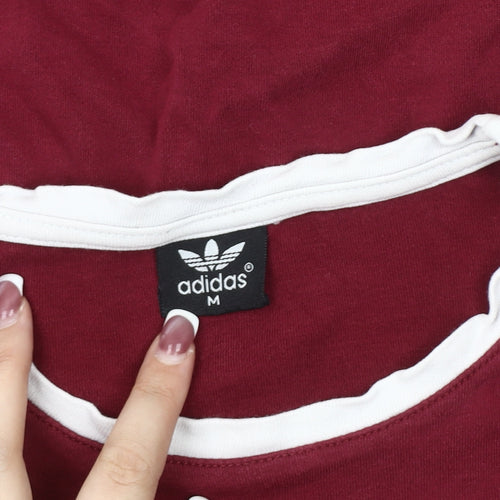 adidas Men's Red Crew Neck Logo T-Shirt Size M