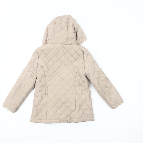Jasper Conran Girls Beige Quilted Hooded Coat, Size 4-5