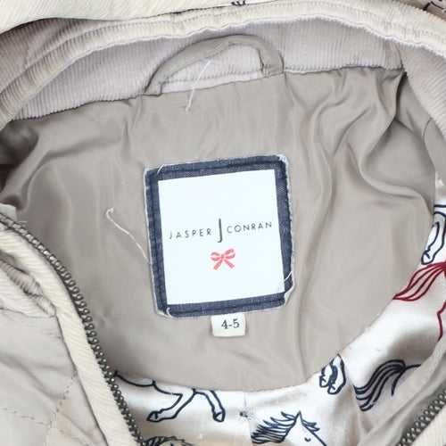 Jasper Conran Girls Beige Quilted Hooded Coat, Size 4-5