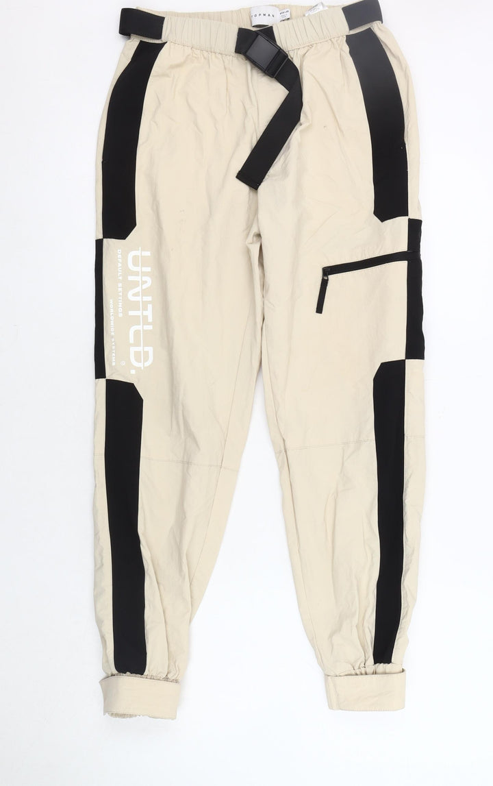 Topman Men Beige Cargo Trousers Size 28