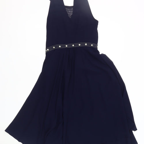 Monsoon Women's Blue Beaded Cocktail Dress Size 8