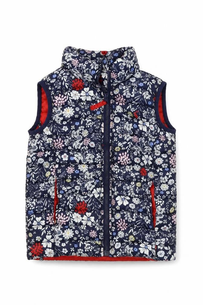 Joules Girls Floral Bodywarmer Padded Jacket Size Multicoloured