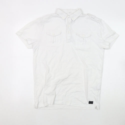 Firetrap Men's White Polo Shirt M Short Sleeve